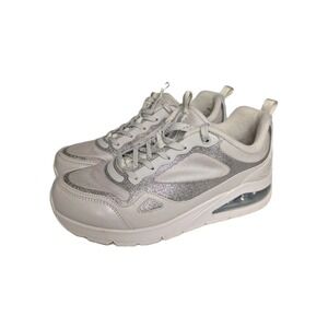 Skechers Shoes Womens 9 Uno 2 Breathe & Step Sneakers‎ Off White Glitter 155547